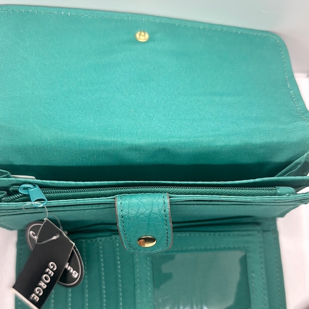 NWT George Leather Wallet Designer available colors :Green and Teal - Picture 5 of 16